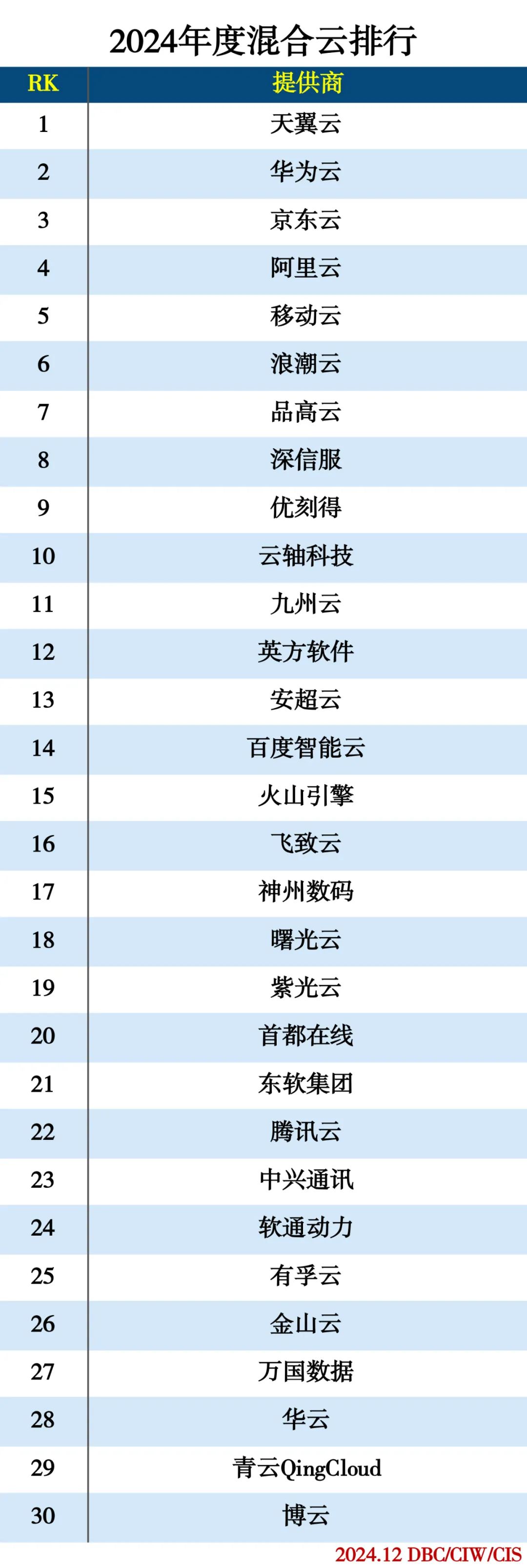 2024年度云计算分类排行